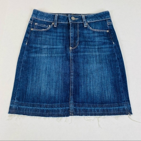 PAIGE Elaina Release Hem Denim Skirt Size 24 - Picture 1 of 10